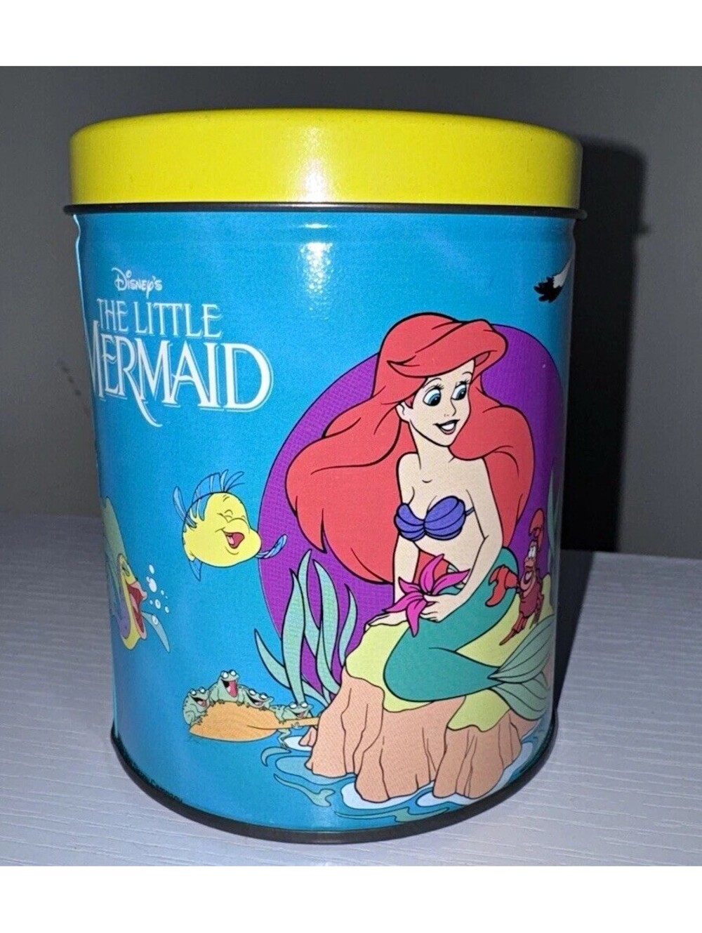 Vtg 90s Disney The Little Mermaid Metal Tin Ariel Sebastian Flounder Collectible